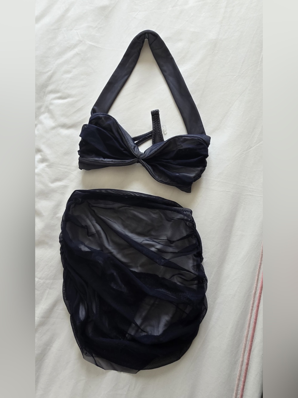 Norma Kamali Black Sheer Mesh Trim Swim Top